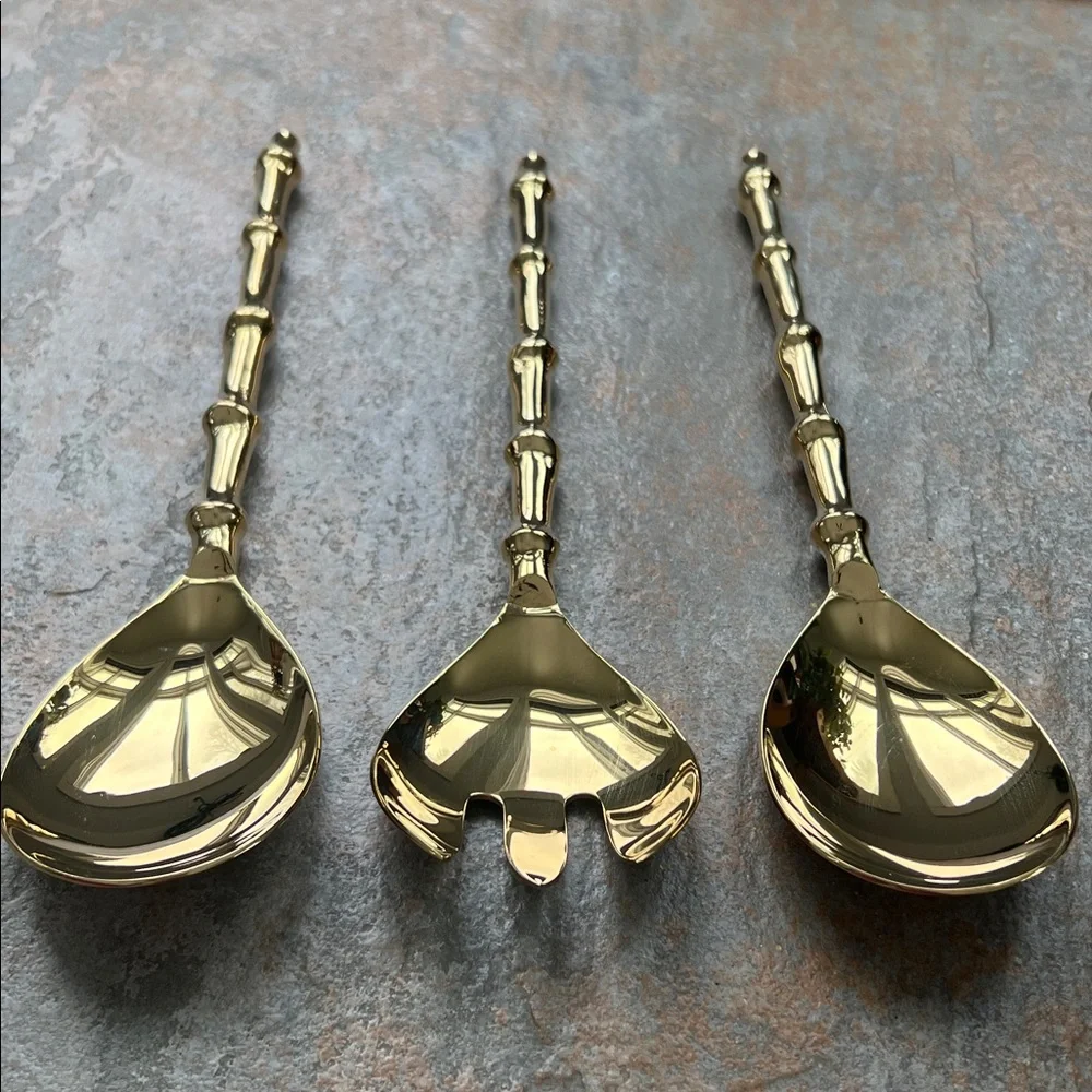 Elegant Gold Bamboo Cutlery Set